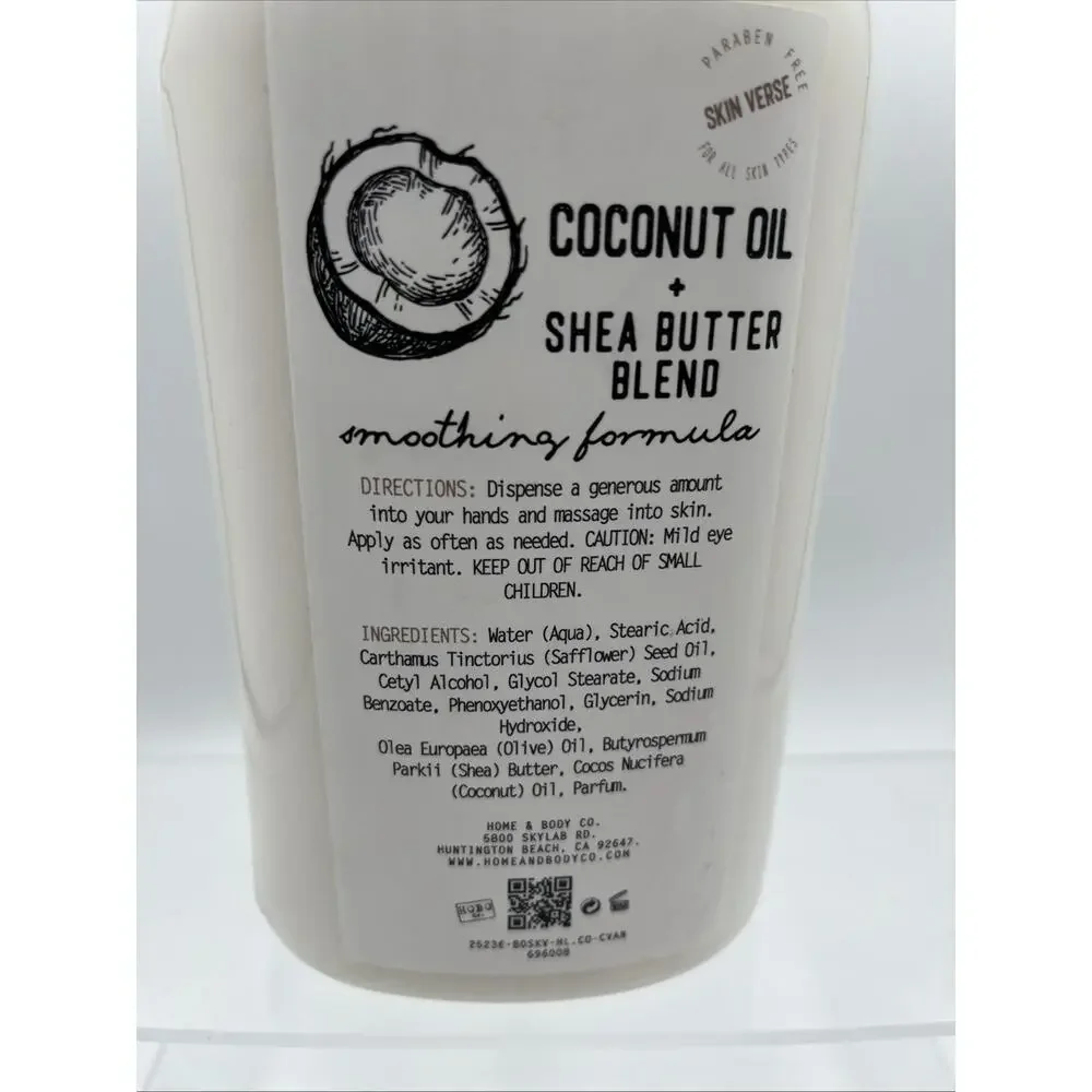 Home & Body Co. Coconut Oil & Shea Butter Body Lotion Coconut Vanilla 27oz, New